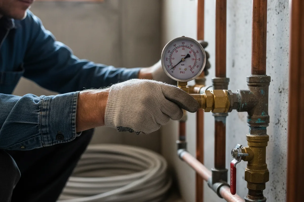 Pressure testing a repaired line during Water Line Repair in Atwater